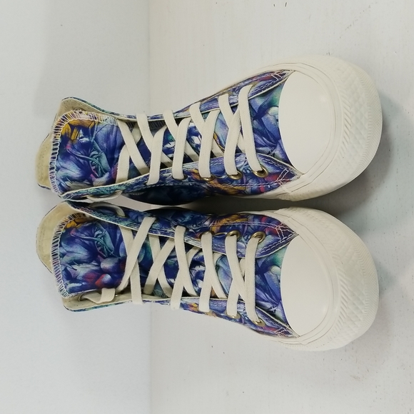 Converse Chuck Taylor All Star Floral Blue Purple Hi Top Sneakers 7 - Picture 4 of 13